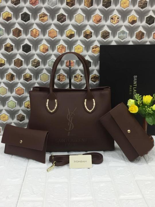 Fancy Leather Hand Bag For Women 3 Pices Set-SAINTLAURENT