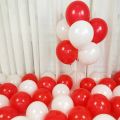50 Red & White Large Size Latex Balloons Pack For Birthday & Anniversary Decoration Red White Balloons For Room - Home Decore. 