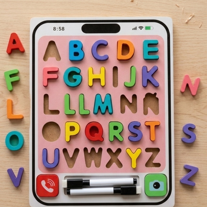 Wooden Alphabet Puzzle Board for Kids – ABC Learning Puzzle Toy ...
