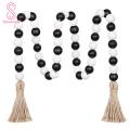 Thanksgiving Wooden Bead Decorations Boho Farmhouse Wood Bead Garland with Tassels Chic Home Decor for Vases Shelves Windows Tiered Tray Accessories Wooden Beads. 