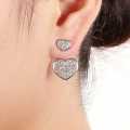 Double heart zirconia earrings - latest design - trendy earrings. 