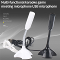 USB Laptop Microphone Voice Mic High Sensitivity Mini Studio Speech Mic Stand with Holder Gaming Conference for PC,White. 
