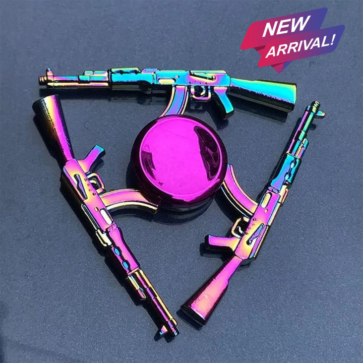 Gun-Shape Rainbow Metal Fidget Spinner