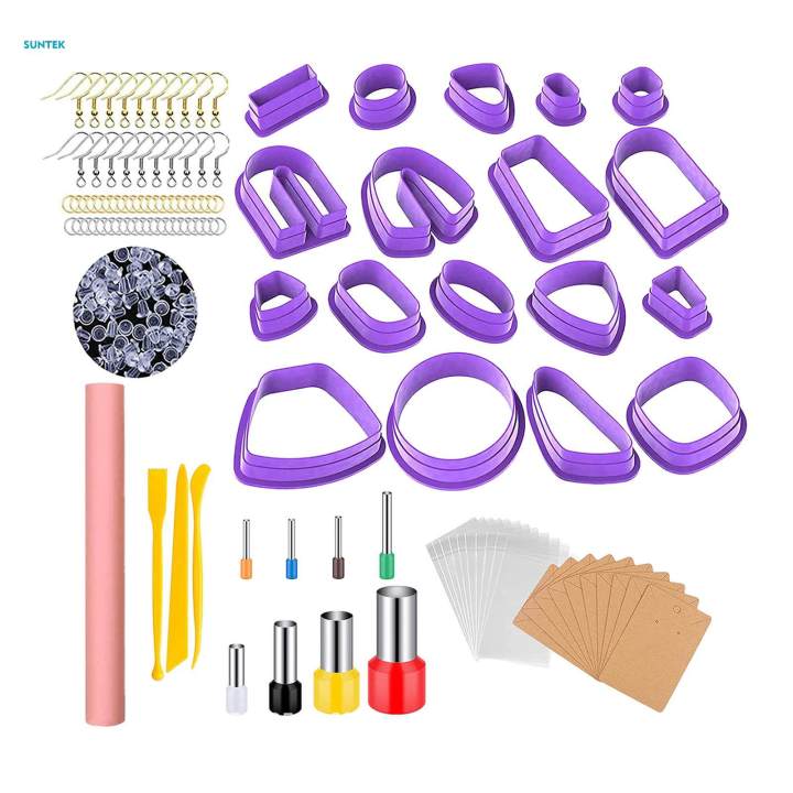 Polymer Clay Set of 130, Polymer Clay Earrings Clay with Earring Accessories and Punch Tool for Polymer Clay Jewelry Making DIY