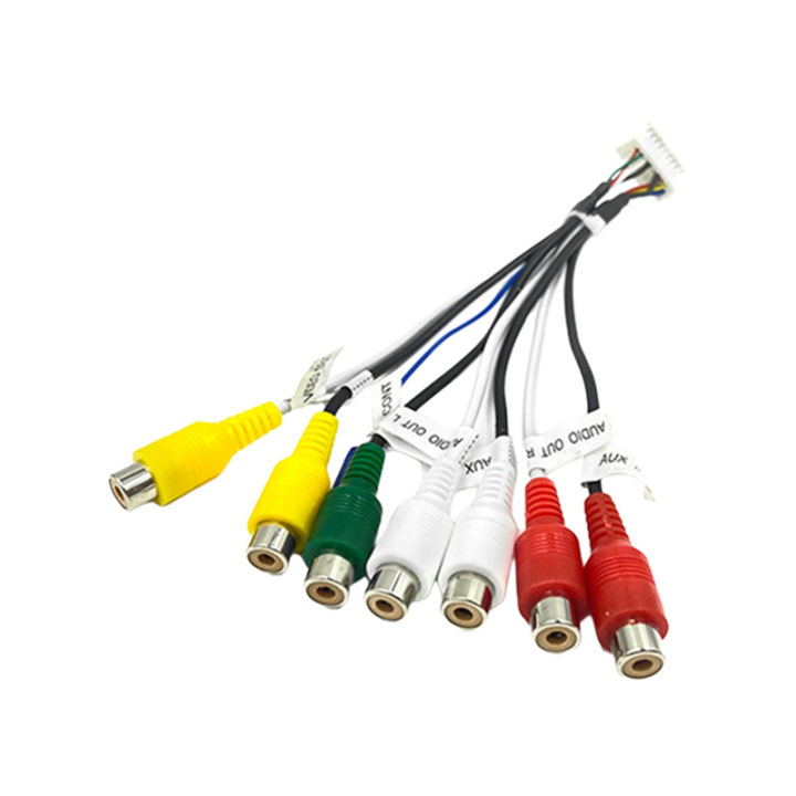 20 Pin Android Car Stereo Automotive Connector RCA Wiring Harness Adapter 7-Head RCA Audio/Video AUX Cable