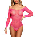 Lingerie Sparkling Rhinestone Fishnet Bodysuit Open Off Shoulder Fishnet Body Socks Mesh Bodysuit Exotic Dress. 