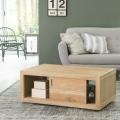 ADAM TEAK COFFEE TABLE 100X60 Functional and elegant Sliding doors Natural Ready assembled. 