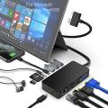 Microsoft Surface Dock for Surface Pro 4/5/6, Rocketek 12 in 1 USB Hub to Triple Display with 4K HDMI/DP/VGA, Gigabit Ethernet Port, 3 USB 3.0, Typc C, Audio Out, SD/TF Multi-Card Reader. 