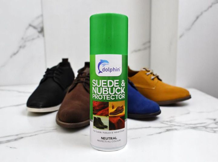 Dolphin%20Suede%20&%20Nubuck%20Protector%20Spray%20250ml%20-%20Neutral/Black/Brown/Mustard%20-%20Restore,%20Protect%20and%20Revive%20Your%20Suede,%20Nubuck%20and%20Velvet%20Shoes%20-%20Image%202