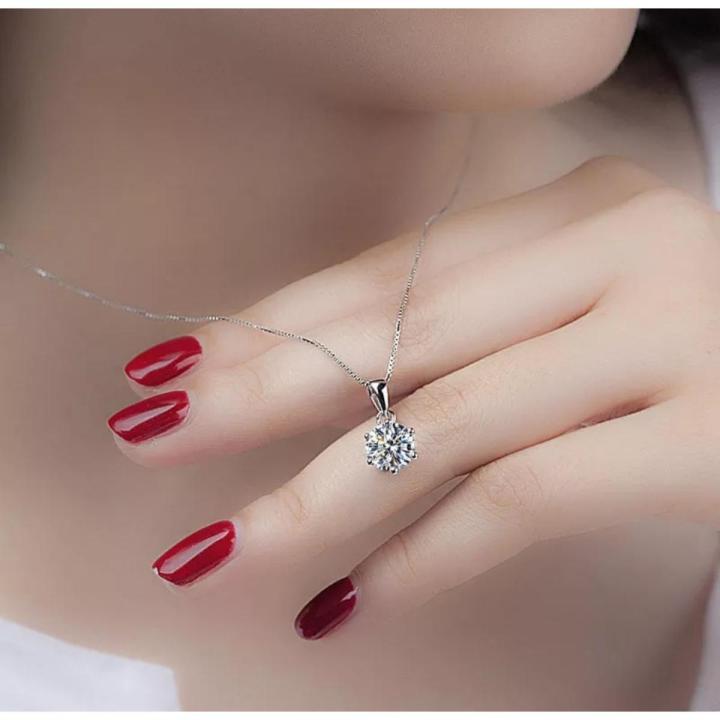 pendant white stone silver chain