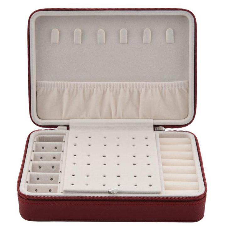 Korean Style Jewelry Box Organizer Display Storage Leather Large Big Mirror Multi-Function Necklace Earring Ring Box for Jewelry