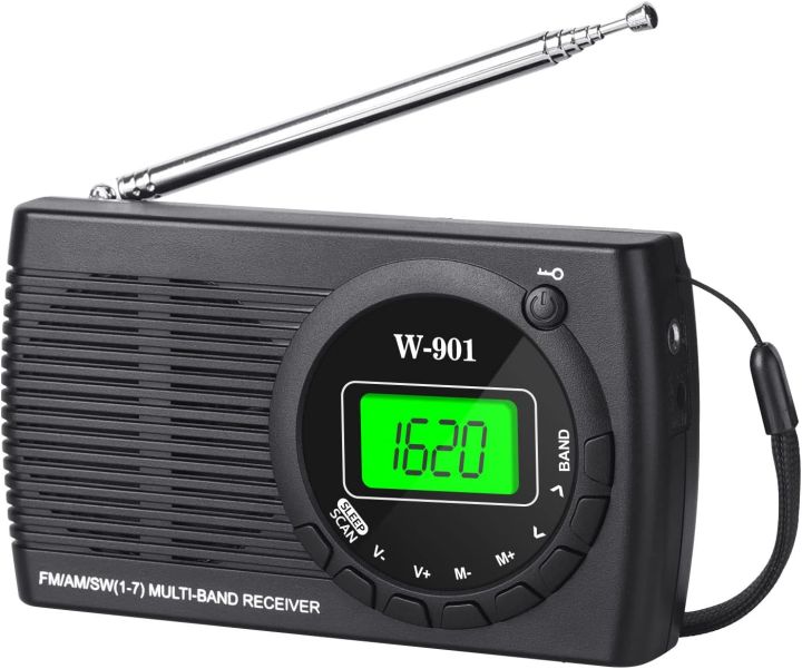 W-901 Small Radio Battery Operated AM FM SW FM, Pocket Radio with ...