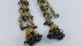 Golden Drop Earring With Black Stones. 