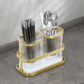 2 Compartments Round Cutlery Holder Utensil Holder Countertop Kitchen Utensil Organizer Spoon Fork Holder Organizer Cutlery Caddy Drying Rack 2 Green Cups with Gold Iron Frame Cooking Utensil Crock Chic. 