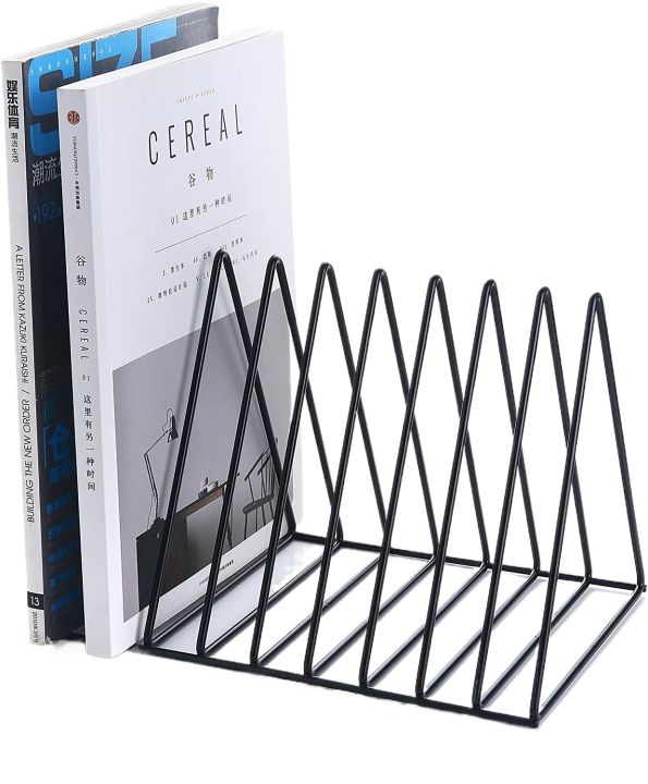 Best File Holder Desk Organizer Triangle Wire 9 Section Desktop Iron Book Stand Magazine Holder For Office Home Decoration