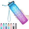 3pcs | 2pcs 1pcs PMotivational Water Bottle With Straw, Bottle & Straw Cleaner, Gradient Color Drinking Water Bottle For Girls And Female Gym With Handle, Portable Water Bottle For School, Fitness, Outdoor Sports, BPA Free Grade Plastic Travel. 