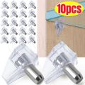 10Pcs Shelf Studs Pegs With Metal Pin / Shelves Brackets Non-slip Fixed Studs Peg / Punching-free Wardrobe Glass Plate Holder / Shelf Support Seperator Partition Nail. 