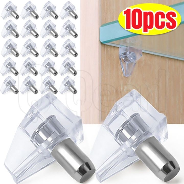 10Pcs Shelf Studs Pegs With Metal Pin / Shelves Brackets Non-slip Fixed Studs Peg / Punching-free Wardrobe Glass Plate Holder / Shelf Support Seperator Partition Nail