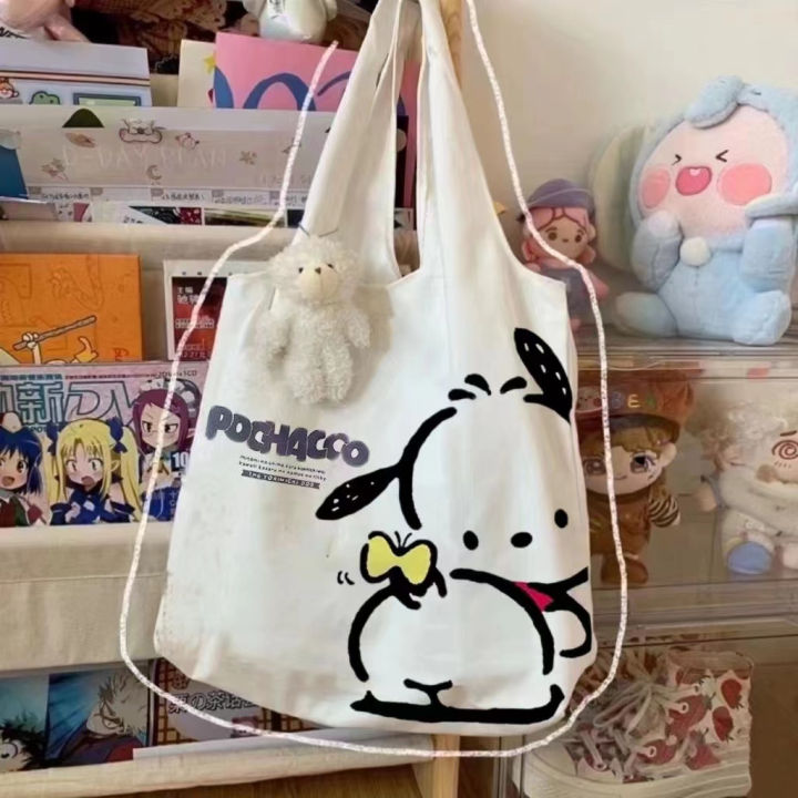 Cute%20Girly%20Cartoon%20Pochacco%20Good%20Quality%20Woman%20Large%20White%20Top-handle%20Shoulder%20Bag%20Canvas%20Tote%20Bag%20Shopping%20Bag%20-%20Image%204