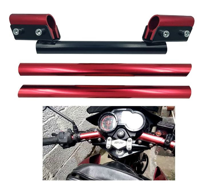 Aluminum 3 Piece Handle Universal Adjustable Handle Bar for Motorcycle Hollow Style For Motorcycle - RED, For Cafe Racers, Honda cd70, cg125, Suzuki etc