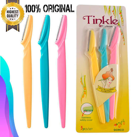 Pack Of 3 Twinkle Eyebrow Razor With Multicolor Stainless Steel Razor Face Hair Removal Razors Mini-Trimmer Shaper and Shaver for Girls & Womens  Facial Razor For Girls - 3 in 1