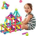 64 Pieces Magnetic Toys Building Blocks - Large Magnets Bar and Balls Construction Set - 25 / 36 / 42 / 64 Pieces Montessori Educational Kids Toys For Children Early Educational Toys Set, Magnetic Building Sticks Kit Kids Gift for Age 3+, Recreational Bui. 