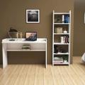 Modren Home office Desk Computer Laptop Study Table  -Wood White Desk Elegant Decorative Design with BookCase. 