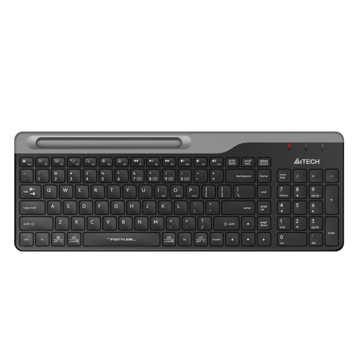 A4Tech FBK25 - NEW EDITION - QuietKey Silent Typing - Bluetooth & 2.4G Wireless Keyboard - Pairs upto 4 Devices - Smartphone Holder - Extra Color Plates - For PC, Laptop, Mobile, iOS, Android, Tablet, Smart TV, iPad