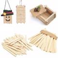 Ice Cream Sticks Cake Tools 100Pcs  Popsicle Stick Ice-lolly Sticks Natural Wood DIY Hand Crafts Kids Toys 6Inch Size. 