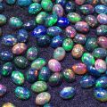1pc Natural Australia Black Opal Bare Stone Ring Surface Color Colorful Head and Foot Crystals Clean Various Inlay. 