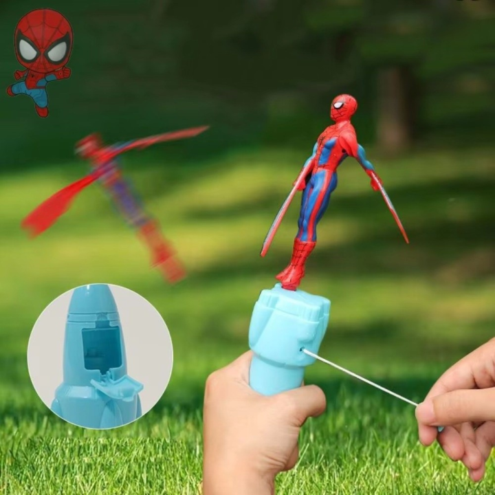 Flying Spiderman Toy for Kids Pull String Helicopter Launcher Toy | Fun Outdoor Indoor Toy for Boys & Girls