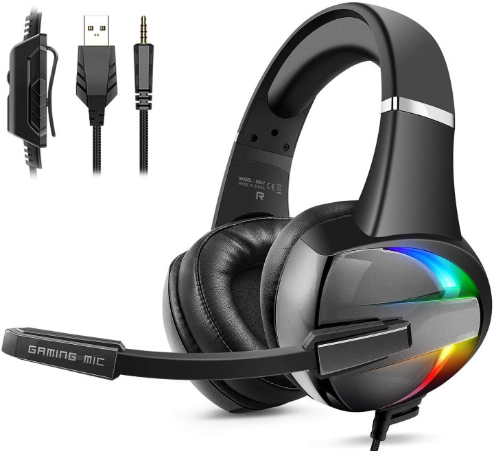 Beexcellent GM7 Gaming Headset with Noise Cancelling Gaming Mic, Stereo Surround Sound, RGB Backlight for Laptop, Notebook, PC, Ps4, Ps5, MacBook and etc