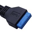 USB 3.0 Front Panel Hub 2 Port Expansion Bay 20 Pin to USB3.0 Bracket Cable for Computer PC. 