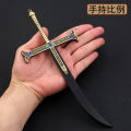 24cm Night Dracule Mihawk OP One Metal Blade Black Piece Model Anime Peripherals Toy for Boy Kid 1/6 Doll Equipment. 