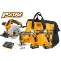 Ingco 20V Lithium-Ion Cordless 4-Pc. Combo Kit (Cordless Drill, Impact Driver, Circular Saw & Jig Saw) With 2pc battery, Charger & Bag. 