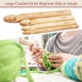 JAERBEE Large Crochet Hooks 15mm 20mm 25mm 30mm Wooden Crochet Hook Set for Chunky Yarn, Crocheting Huge Crochet Hooks. 