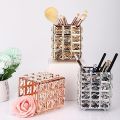 Crystal Makeup Brush Holder, Cosmetic Organizer For Makeup Brushes, Rectangle, Rose Gold. 
