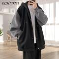 ECHIDNA Couple Coat Single Breasted Drawstring Hood Sweatshirt Coat. 