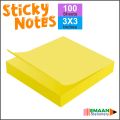 Sticky Notes, Canary Yellow Color Self-Stick Memo Pad Size: 3X3 inch- Pack of 1 / 100 Sheets. 