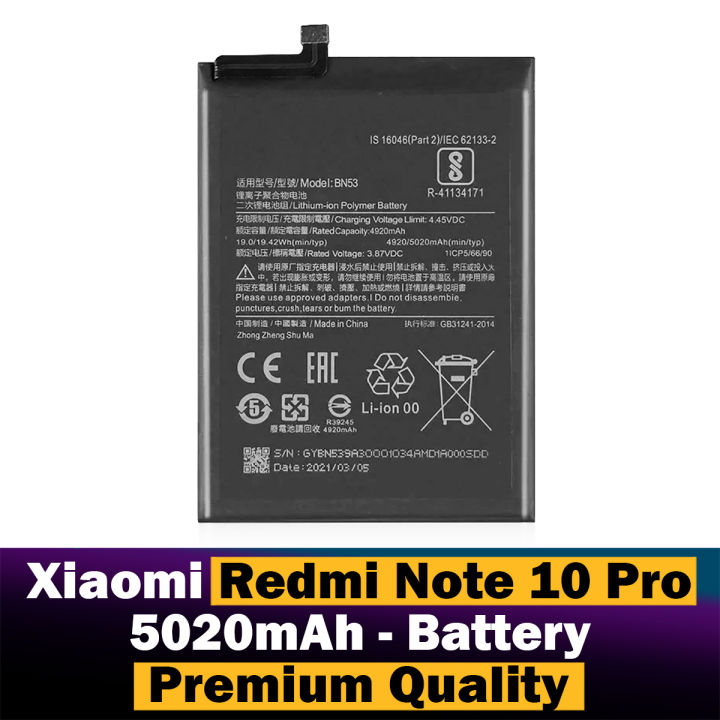 Xiaomi Redmi Note 10 Pro Battery BN53 Replacement Premium Quality 5020mah Battery For Xiaomi Redmi Note 10 Pro