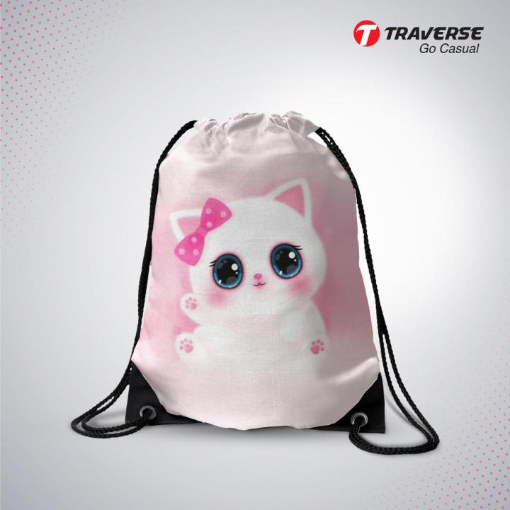 Traverse  Cute Kitty Drawstring for Girls. Bags hand bag for girls bags for girls