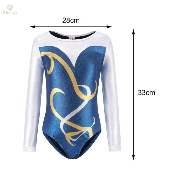Gymnastics Leotard Long Sleeve Sparkles Athletic Dance Clothes Outfit Ballet 12 yard