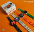 HWE Ultra Max Smart Watch, Orange and Black Advanced Smart Functions, Fitness Tracking, Sports Modes, Sleep Monitoring, Heart Rate Monitor, Water Resistance, Long Battery Life, GPS, Music Control, Customizable Faces, Voice Assistant Integration, Bluetooth. 