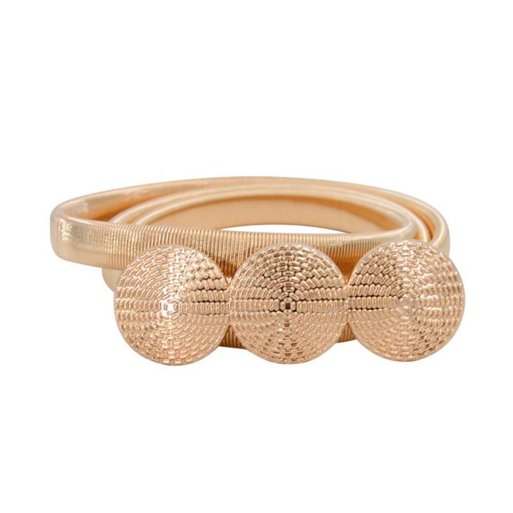 New Silver Gold Metal Belt Double Ring Imitate Rhinestone Lady Waist Belt Dress Suits Elastic Thin Slim Women Belts Waistband