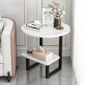 Living Room Furniture Living Room Sofa Table, Marble Pattern Wooden Side Table for Office Indoor Balcony Leisure Reading Table can Store Magazines. 