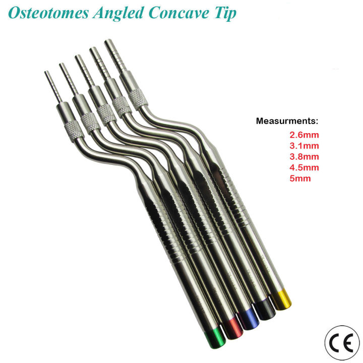 Osteotomes Sinus lift Concave Tip Curved Set of 5 Implant Dental ...