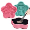 Purple-Makeup Brush Cleaning Pad Wet and Dry Use Brush Washing Mat Silicone Mat for Brush Cleaning Remove Cosmetics Makeup Pigment. 