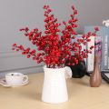 5pcs Artificial  Red Berries Simulation Foam Berries Branches for New Year Party DIY Wreath  Tree Decorations. 