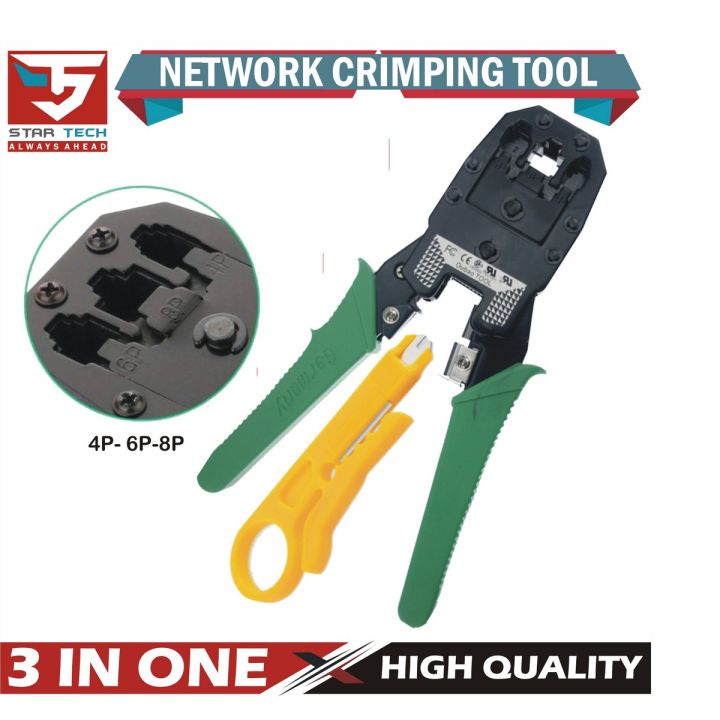 Crimping Tool for 4P/6P/8P, RJ-11/RJ-12/RJ-45 Network and Telephone Cables - Modular Telecom Crimping Tool Network Cable Pliers Ratchet Crimping Pliers (Crimper)