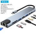 USB C Hub 8 in 1 multiport Adapter with 87W Power Delivery 4K HDMI, 2 USB 3.0 Ports,Fast Ethernet SD/Micro SD Card Reader Portable for MacBook_ Pro,Chromebook_, Dell_ XPS and More Type C Laptops. 